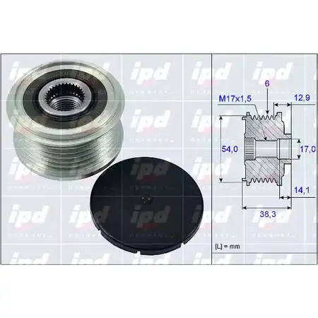 Обгонная муфта генератора IPD BAYY516 0U S75 2145066 15-3964