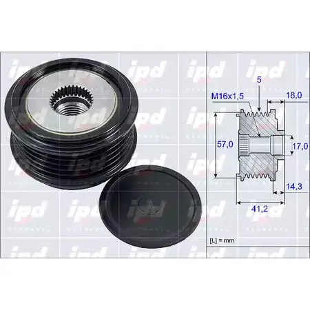 Обгонная муфта генератора IPD QQ DLV 2145071 EX9C9D 15-3969 изображение 0