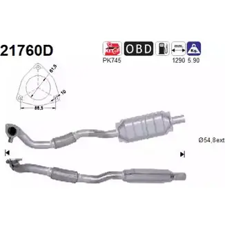 Катализатор AS 21760D 6US7L88 S BVA7 2281567 изображение 0