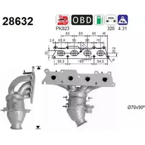 Катализатор AS 4 38FC6 WJYUM 2281829 28632