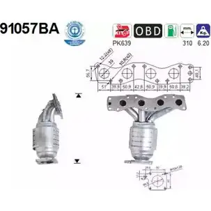 Катализатор AS 91057BA A4 OMO 2282598 GK6M39 изображение 0