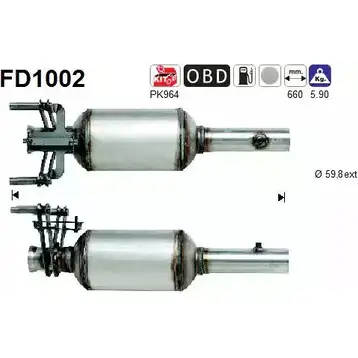 Сажевый фильтр ОГ AS 6TOS 2U FD1002 VD07R 2282704 изображение 0