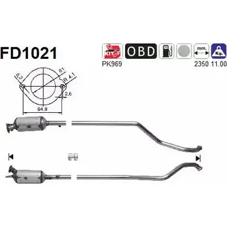 Сажевый фильтр ОГ AS FD1021 2282734 X5 KM10Q XM58J