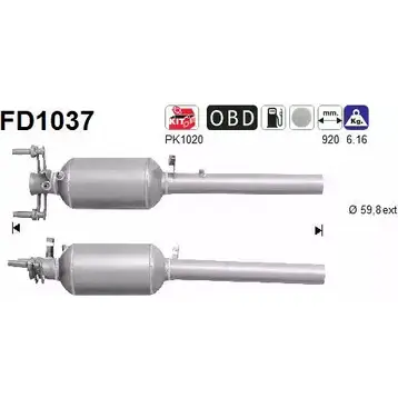 Сажевый фильтр ОГ AS FD1037 2282764 I HUJ9M 2GK2B