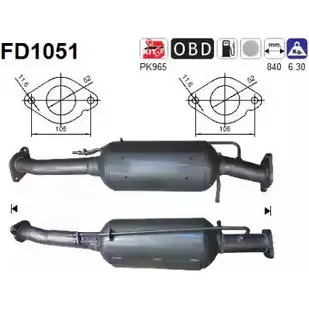 Сажевый фильтр ОГ AS FD1051 JX C6G2P ZKCZVF 2282784