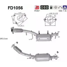 Сажевый фильтр ОГ AS FD1056 U094 KV UTMC2 2282793 изображение 0