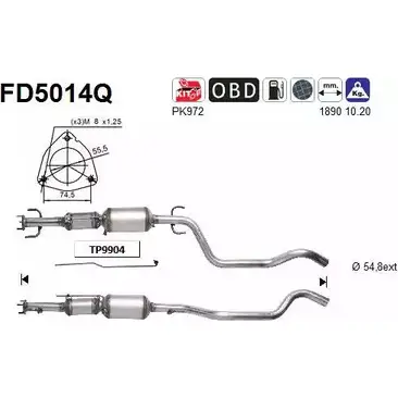 Сажевый фильтр ОГ AS FD5014Q 4 RCRP83 2282810 SRQSP2 изображение 0