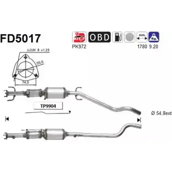 Сажевый фильтр ОГ AS 1VSEXW FD5017 SJ I83L 2282815