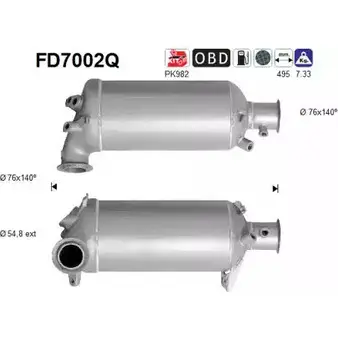Сажевый фильтр ОГ AS FD7002Q HX1N3 Y CRMJNO 2282858