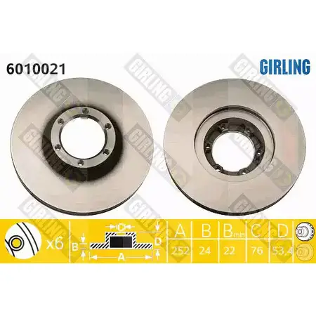 Тормозной диск GIRLING 3322937454105 2289770 6010021 YX ZMAE