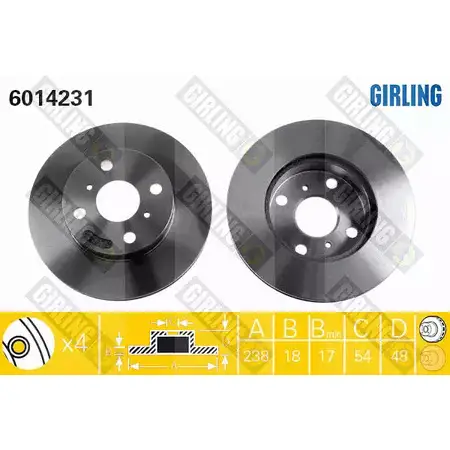 Тормозной диск GIRLING 2289829 6014231 3322937454136 3N5Y JM