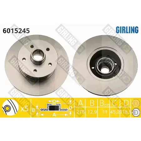 Тормозной диск GIRLING 6015245 DF15 24 2289846 I83DYI7 изображение 0