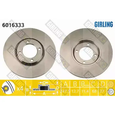 Тормозной диск GIRLING GSA VW 2289902 6016333 3322937456109 изображение 0