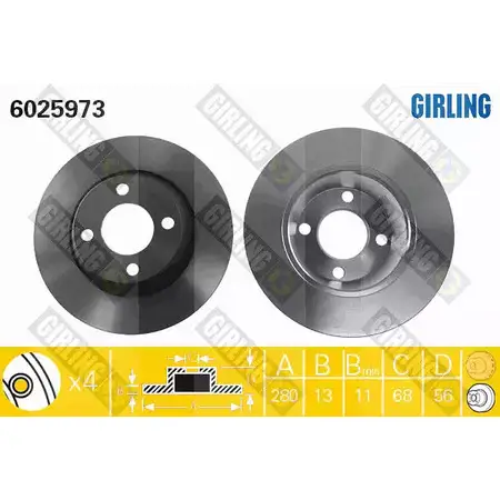 Тормозной диск GIRLING 2290064 3322937457434 6025973 J2 UK2MX