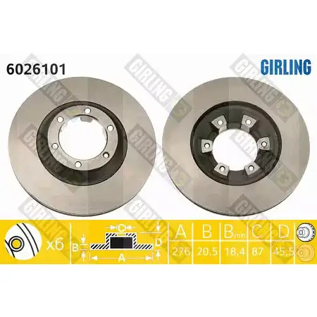 Тормозной диск GIRLING 2290072 V 6VNV 3322937457106 6026101