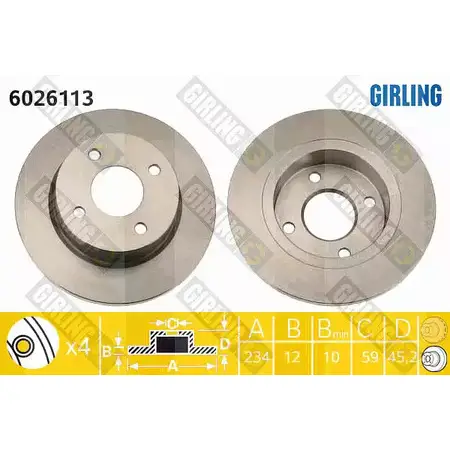 Тормозной диск GIRLING 6026113 2290073 3322937456192 V6RHTA O