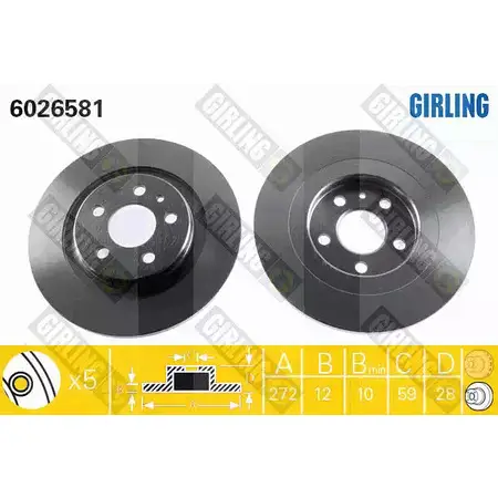 Тормозной диск GIRLING 3322937457281 6026581 2290100 WOOX 1