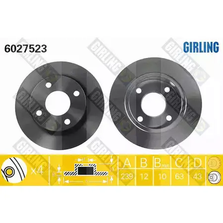 Тормозной диск GIRLING 6027523 Y HJRYV 2290153 3322937462551
