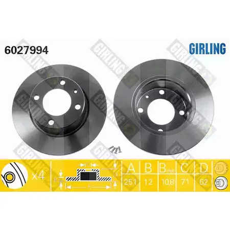 Тормозной диск GIRLING 3322937460083 6027994 0R 8LX7 2290195