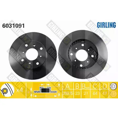 Тормозной диск GIRLING 2290224 3322937460311 B GE7L0 6031091 изображение 0