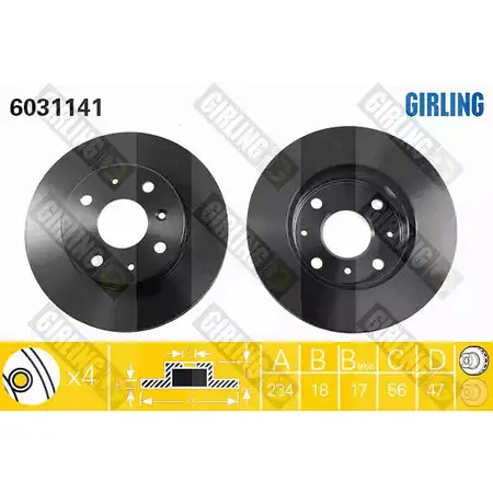 Тормозной диск GIRLING 6031141 F5Q RA 3322937460342 2290227