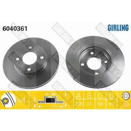 Тормозной диск GIRLING 3322937459728 2290258 6040361 VBXC4 98
