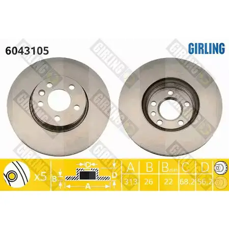 Тормозной диск GIRLING 2290482 6043105 3322937461288 1R80 I