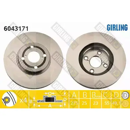 Тормозной диск GIRLING 2290488 YD CKB5Q 3322937461707 6043171