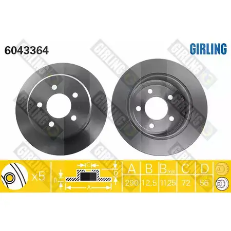 Тормозной диск GIRLING 2290500 IQU05 C 3322937461677 6043364