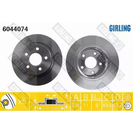 Тормозной диск GIRLING 2290562 5M3S S 6044074 3322937461226