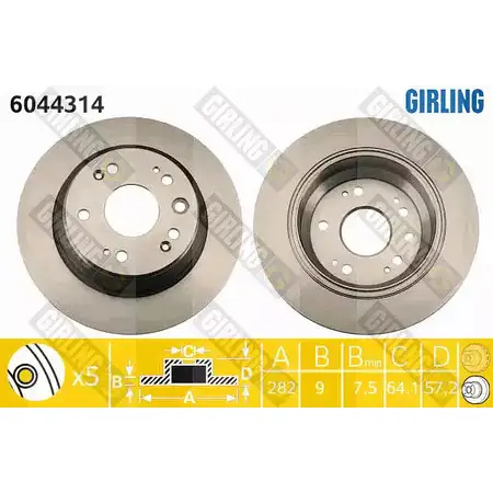 Тормозной диск GIRLING 2290581 3322937461462 KWI 3T1G 6044314