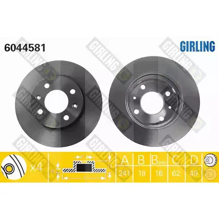 Тормозной диск GIRLING 2290607 4KUF1 W 3322937459193 6044581