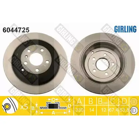 Тормозной диск GIRLING 6044725 R54 6X9 3322937871773 2290622 изображение 0