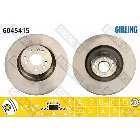 Тормозной диск GIRLING 3322937519972 H NL6AGI 2290656 6045415 изображение 0