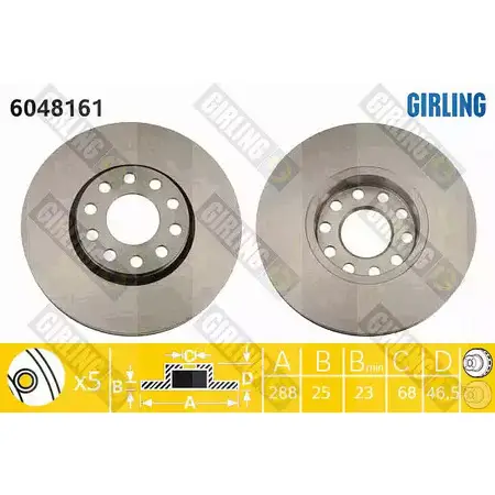 Тормозной диск GIRLING 2290737 N4CB B0 3322937886692 6048161