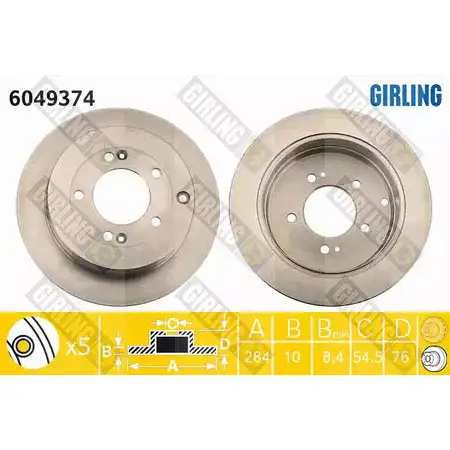 Тормозной диск GIRLING 2290821 3322937952151 I OBAC 6049374