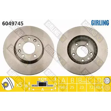 Тормозной диск GIRLING 3322937953233 0 D06RV 6049745 2290848
