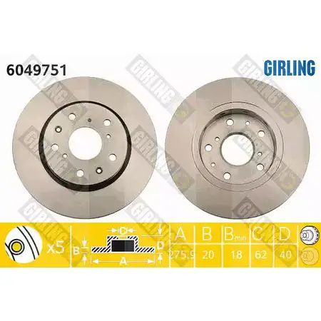 Тормозной диск GIRLING 6049751 C CGAS 3322937952335 2290849