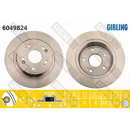 Тормозной диск GIRLING 6049824 2290852 3322937952380 W P274