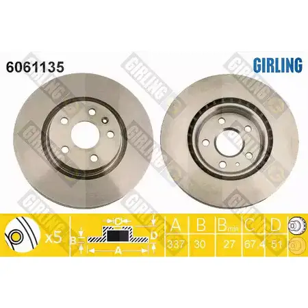 Тормозной диск GIRLING 6061135 2 K7RM 2290924 3322938090197 изображение 0