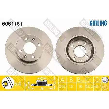 Тормозной диск GIRLING 3322938088156 2290926 KI9 89C 6061161