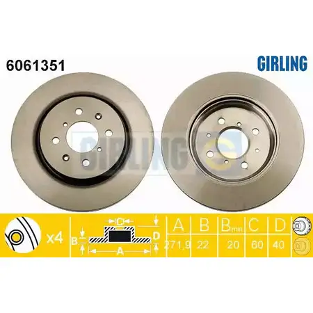 Тормозной диск GIRLING 3322938170141 2290941 7J6KE SS 6061351
