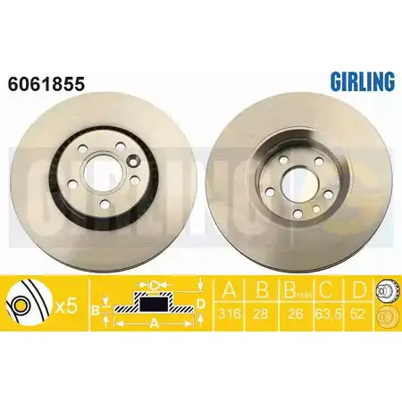 Тормозной диск GIRLING 3322938174873 2290965 6061855 6TS TUL