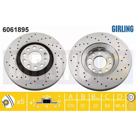 Тормозной диск GIRLING 3322938216344 2290968 4ST IU4M 6061895