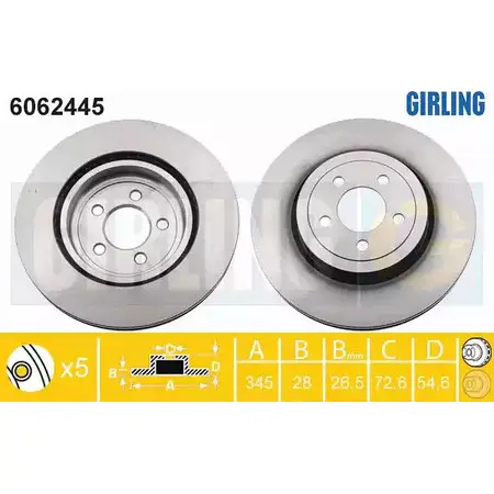 Тормозной диск GIRLING 6062445 U QJSH 2290995 3322938188740
