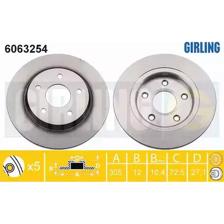 Тормозной диск GIRLING 3322938172466 2291036 6063254 5Y IVZ