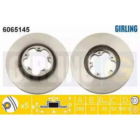 Тормозной диск GIRLING 2291128 FWL 5IUB 6065145 3322938226305