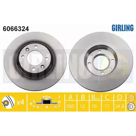Тормозной диск GIRLING 3322938268251 6066324 2291144 0JUPU 68