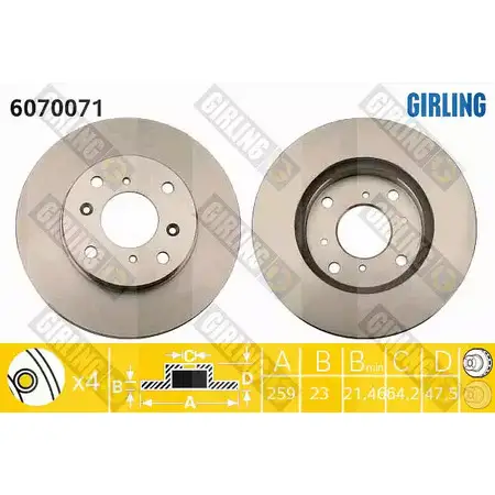 Тормозной диск GIRLING 2291173 6070071 3322937926237 Y MDPUG7