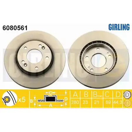 Тормозной диск GIRLING 3322938286859 IWK0 LFS 6080561 2291217